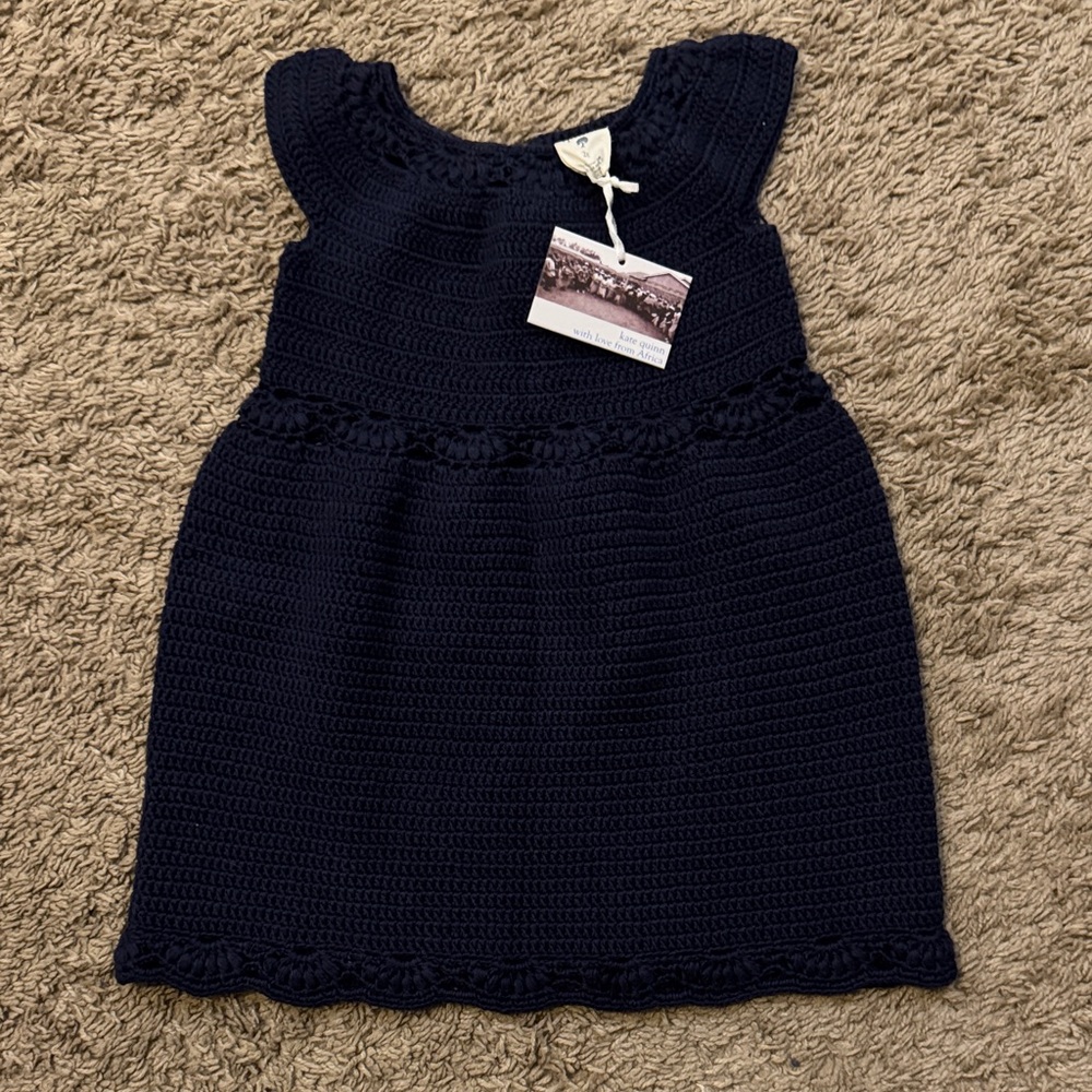 Kate Quinn Navy Crochet Kids Dress